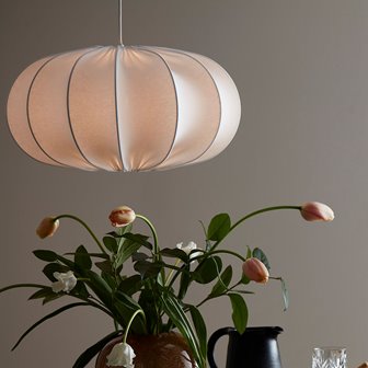 Eliptyczna lampa abażurowa Dalia biała 50cm
